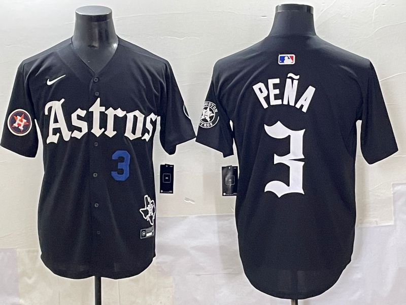Men 2025 Houston Astros #3 Pena Black Five generations Joint Name Nike MLB Jersey style 11->houston astros->MLB Jersey